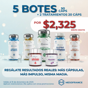5 BOTES DE 90 CÁPSULAS + 2 TRATAMIENTOS MESOFRANCE